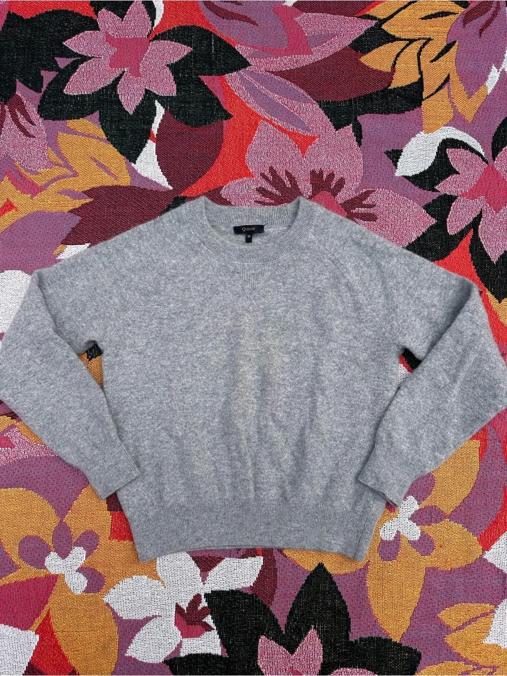 Quince Mongolian Cashmere Crewneck Sweater Heather Grey
